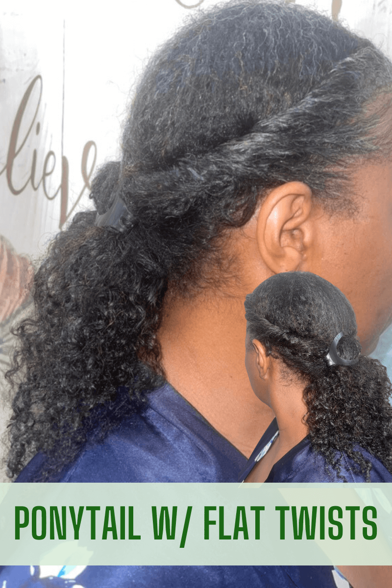 ponytail with flat twists on natural hair