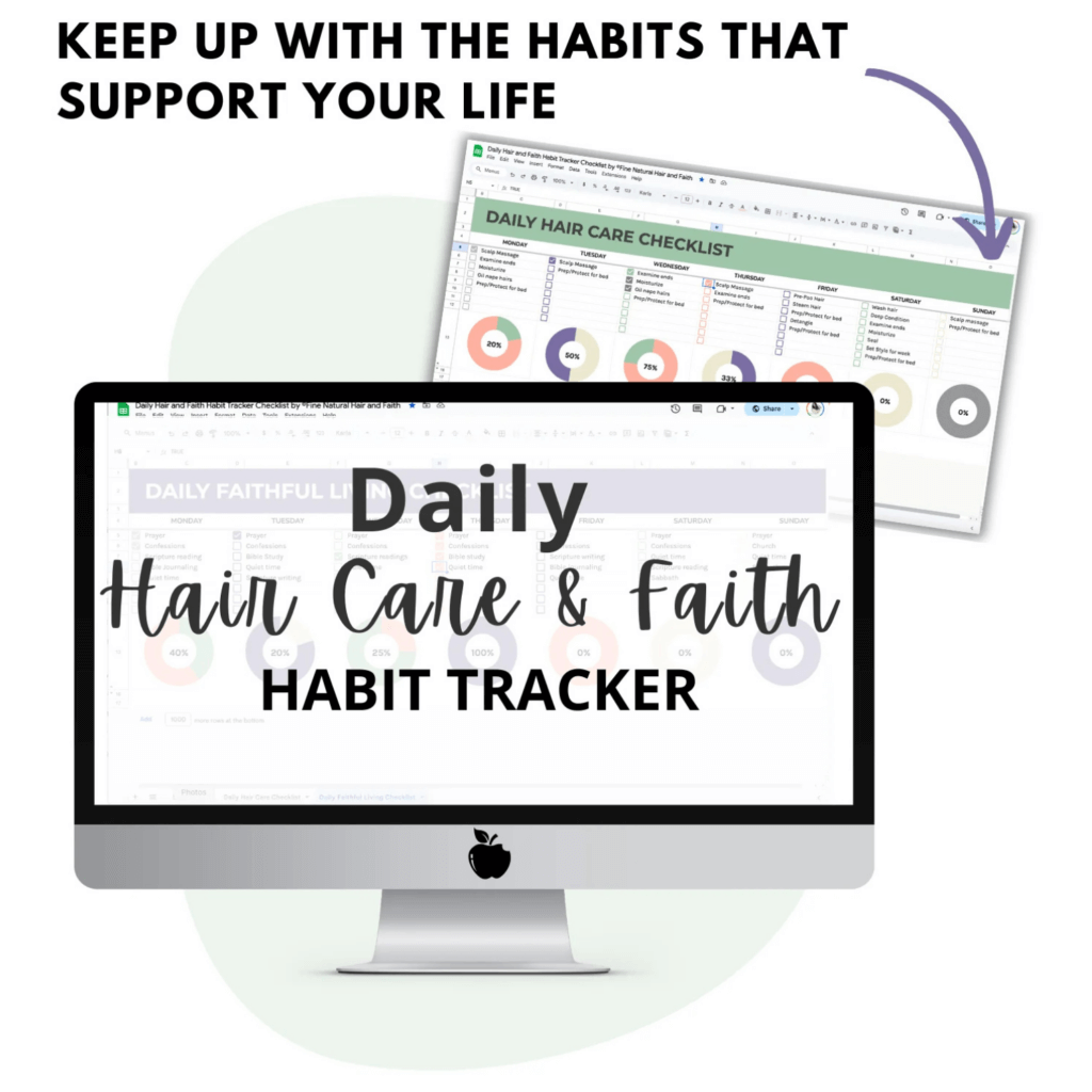 hair care and faith walk habit tracker spreadsheet mockup