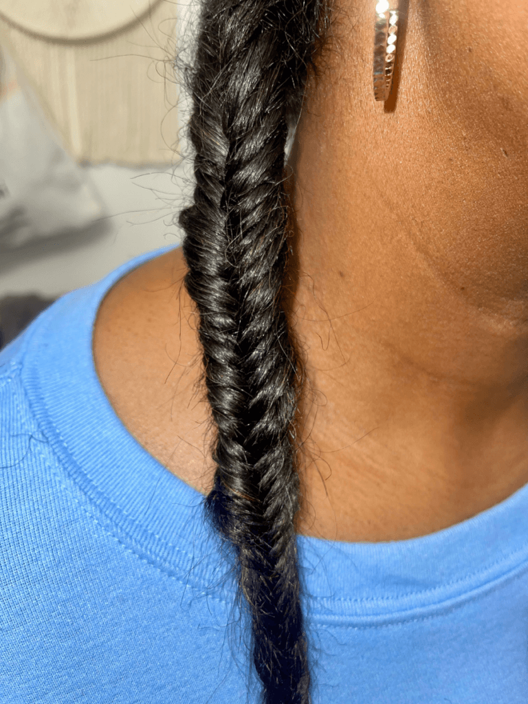 close up of fishtail braid