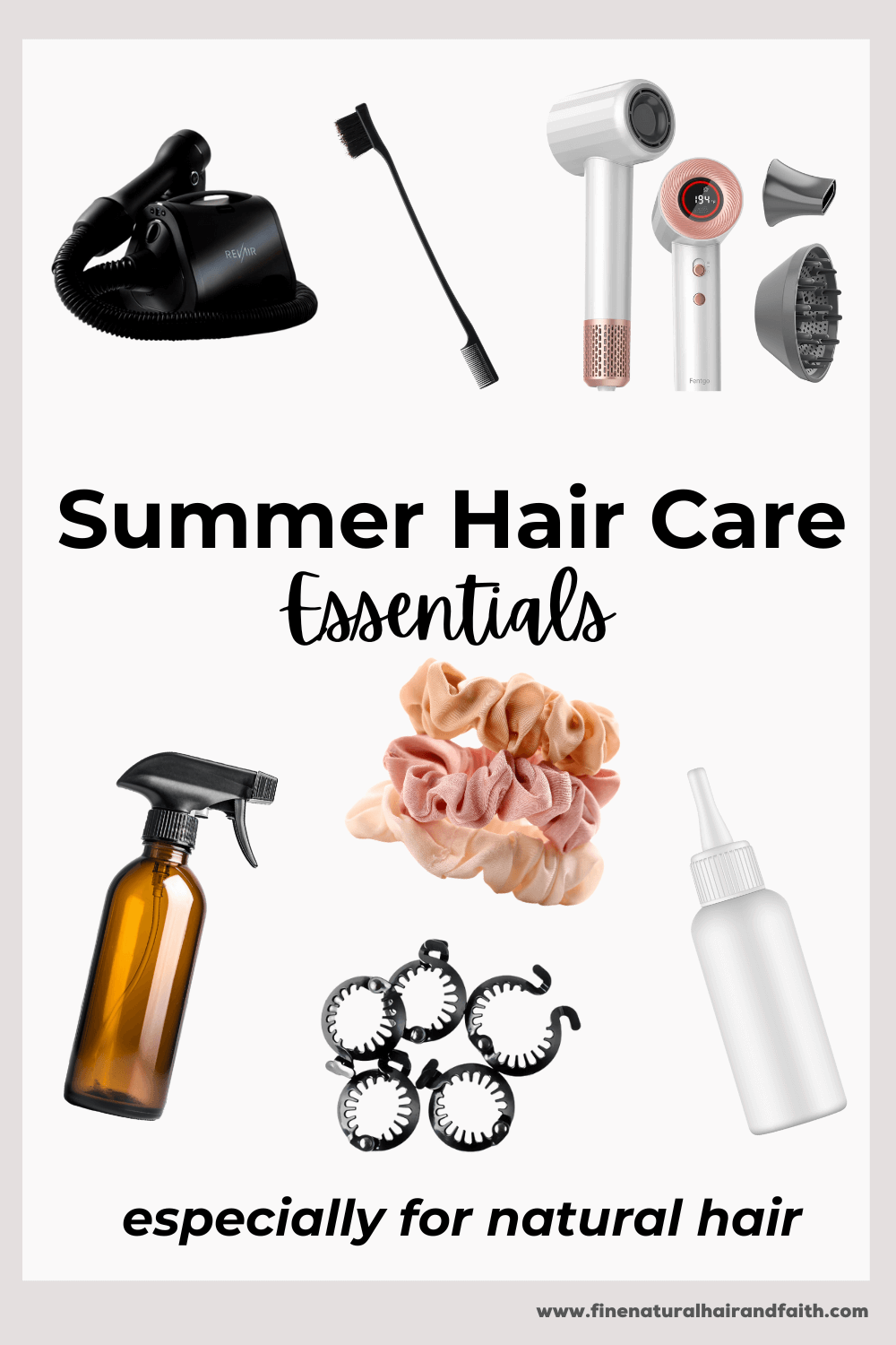 assortment of summer hair care essentials