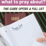a notebook with a heading needing ideas about what to pray about
