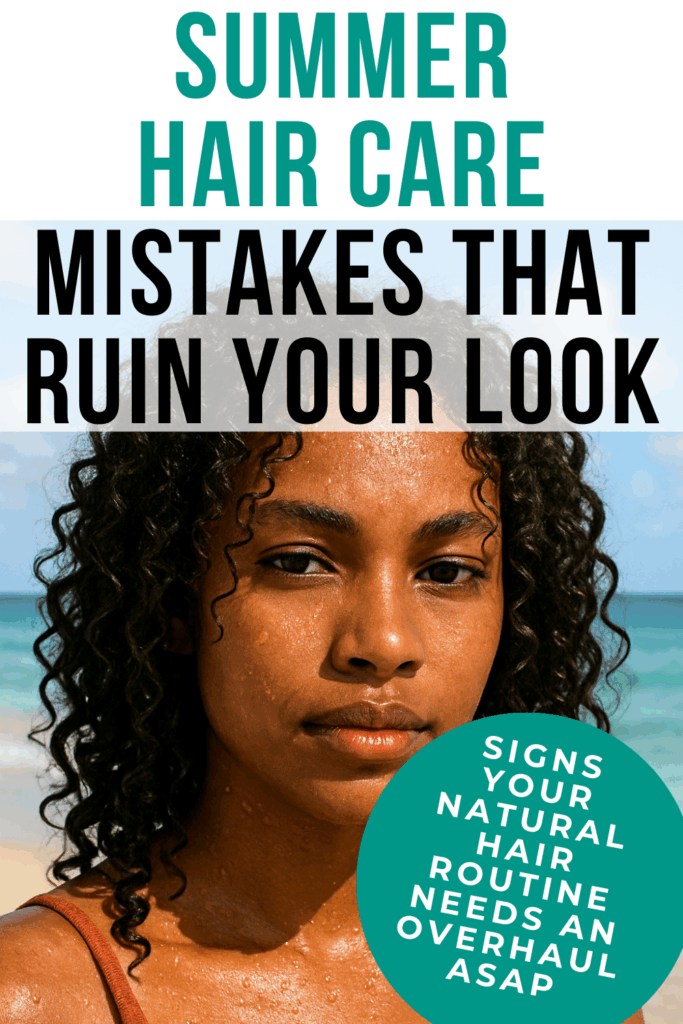 sigs to overhaul a natural hair routine and a woman with curly hair at the beach