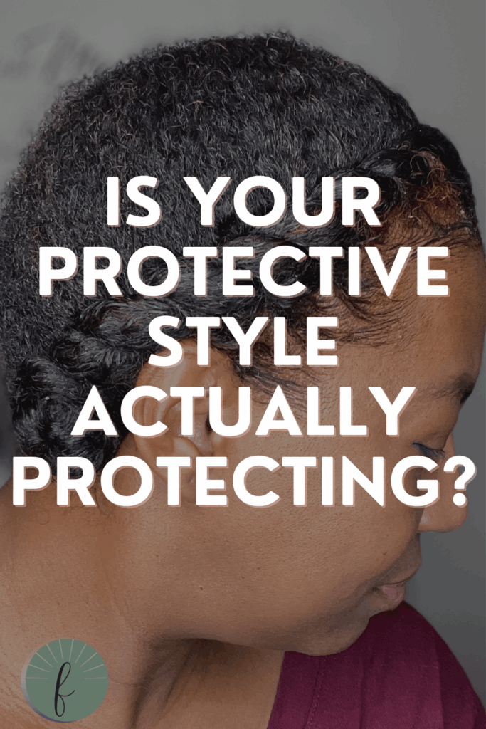 A close-up view of a person's neatly styled hair showcasing a protective hairstyle that promotes hair growth, with an emphasis on choosing easy and simple protective styles for natural hair.