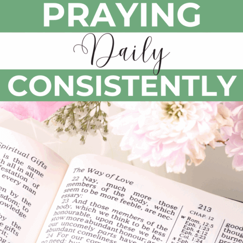 praying daily consistently written over an image of a bible
