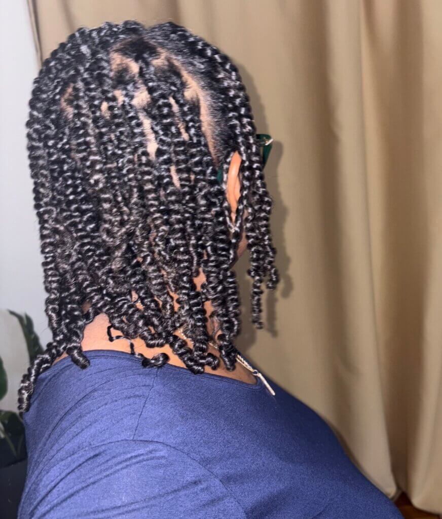 shrunken mini twists on fine natural hair