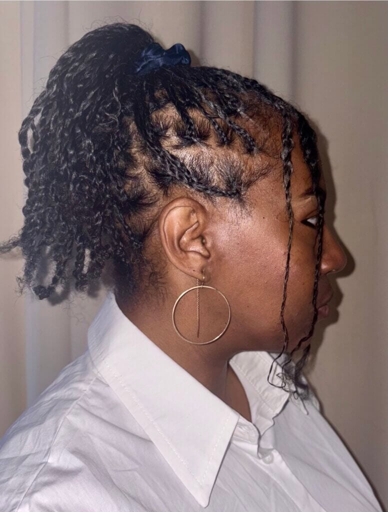 mini twists in a ponytail