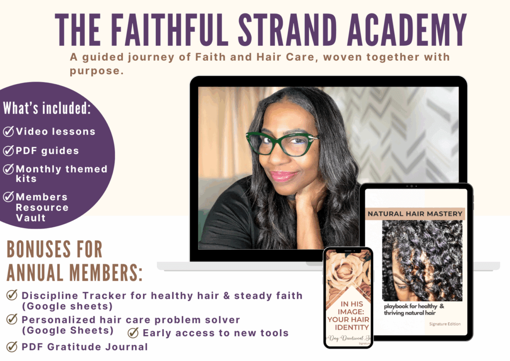 mock up of the faithful strand academy membership for christian women with natural hair