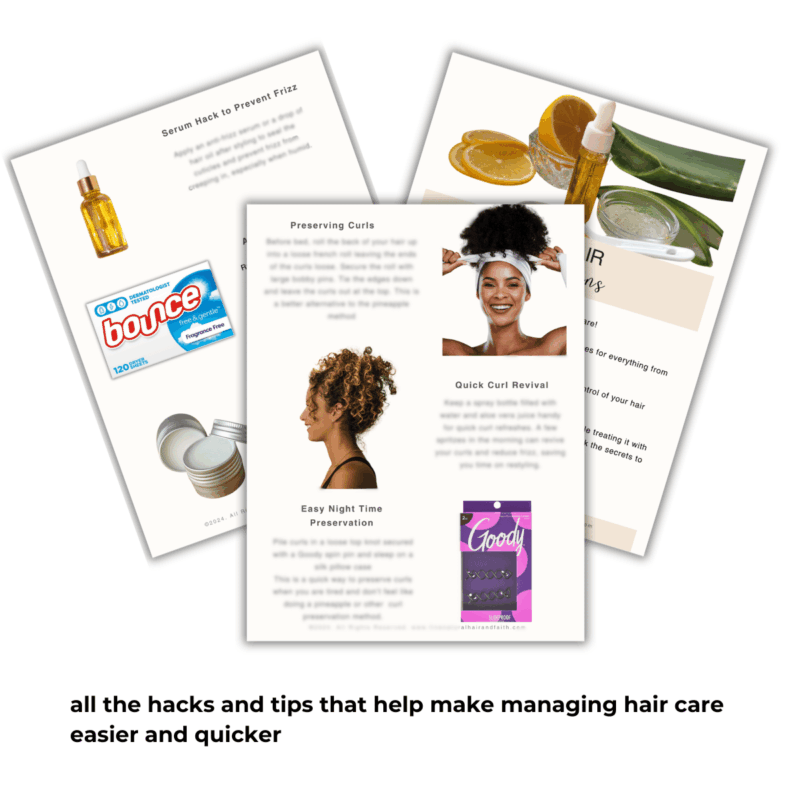 mockup of pages inside the guide to everyday hair solutions