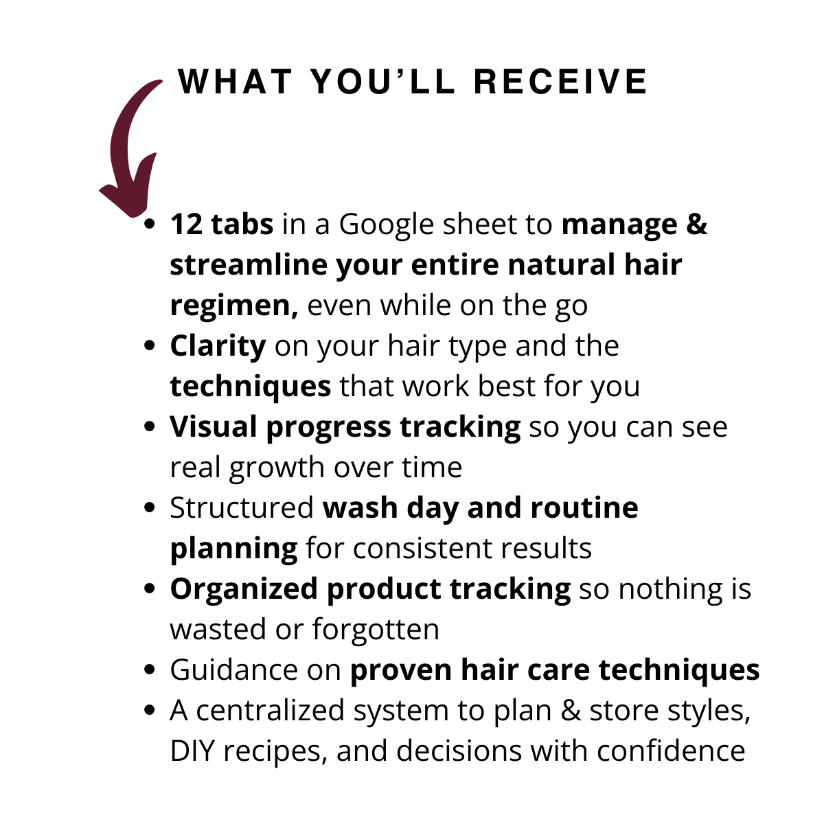 Features overview of The Natural Hair Care Dashboard including natural hair routine tracker, wash day planner, and product inventory system