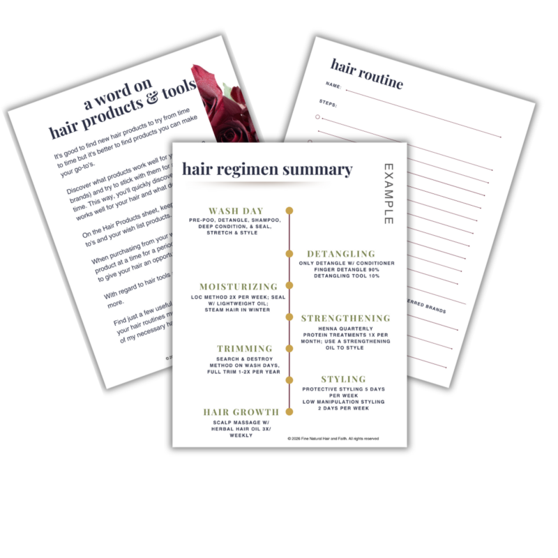 summary pages from natural hair handbook