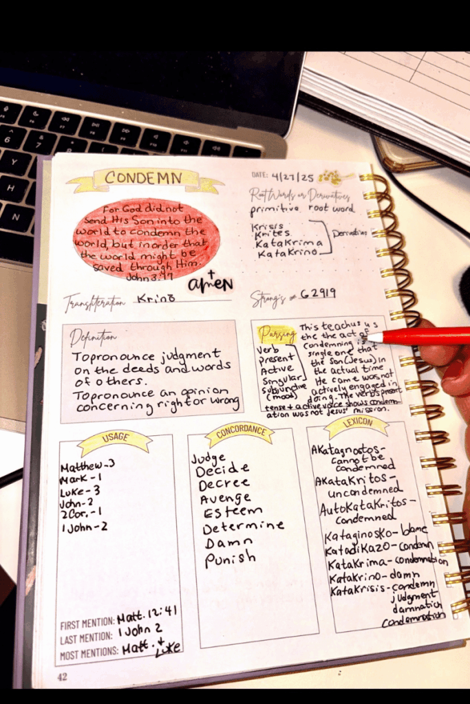image of a word study journal 