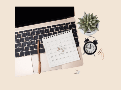 calendar, clock and computer symbolizing consistency