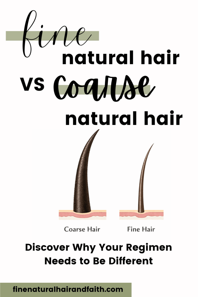 Fine vs coarse natural hair strand comparison showing why fine natural hair needs a different regimen
