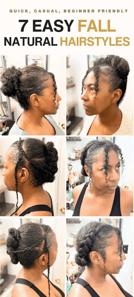 collage of easy fall natural hairstyles
