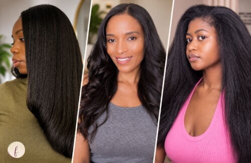 three women with long straight natural hair